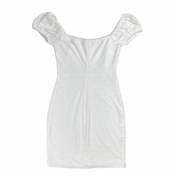 {Windsor} Eyelet Puff Sleeves Mini Dress - Picture 7 of 7
